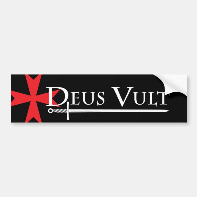 Deus Vult (guden Wills det!), bildekalsvart Bildekal (Framsidan)