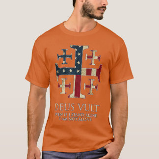 Deus Vult Jag är inte ensam Jesaja 4110 Kors USA F T Shirt