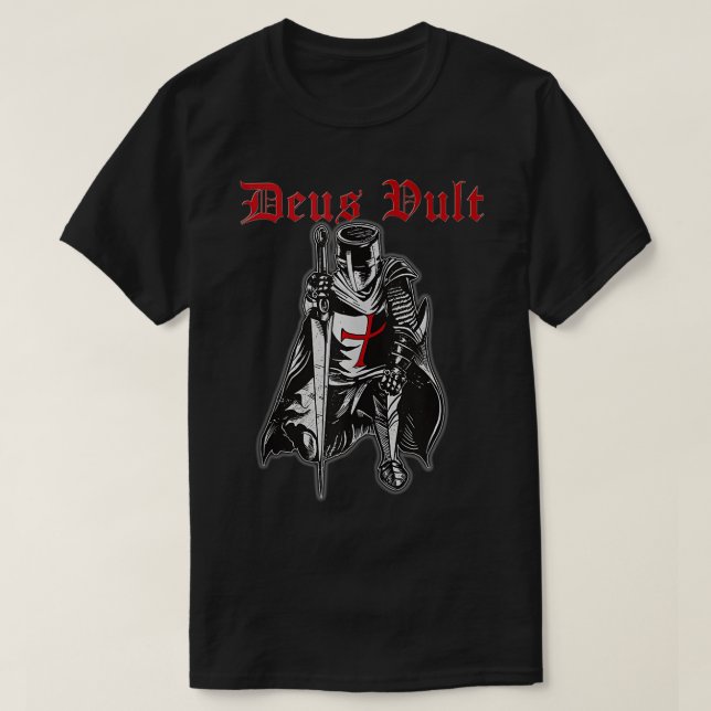 Deus Vult Knight Templar Knight Armor Medieval T Shirt (Design framsida)