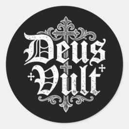 Deus Vult Korsfararkors Kristet Tatueringstil Runt Klistermärke