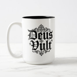 Deus Vult Korsfararkors Kristet Tatueringstil Två-Tonad Mugg