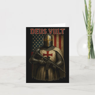 Deus Vult_ medeltida Tempelriddare Amerikansk Flag Kort