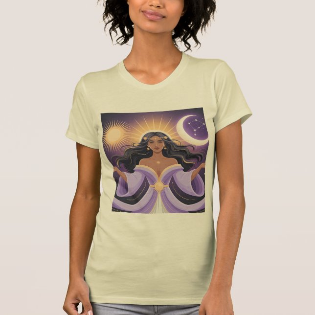 Deusa Lua Sol Mulher Mística Camiseta Espiritual B T Shirt (Framsida)