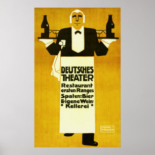 Deutches Theater Restaurant ~ Vintage annons Poster