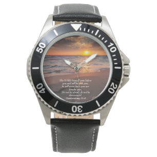 Deuteronomi 31:8 Kristet hav med solnedgång Armbandsur