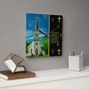 Deuteronomi 31:8 Vita kyrkan Fyrkantig Klocka