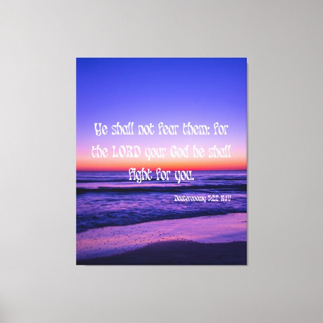 Deuteronomi 3:22 Bible Verse KJV Pic Wall Art Canvastryck (Framsida)