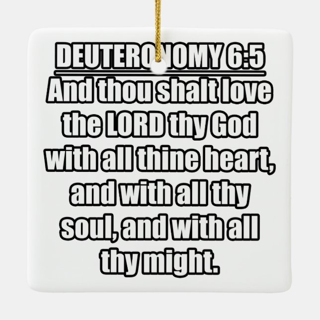 Deuteronomi 6:5 KJV Bible Verse Julgransprydnad Keramik (Baksida)