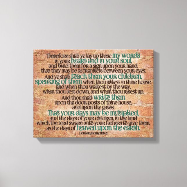 Deuteronomy 11 Bible Verse Christian Scripture Art Canvastryck (Framsida)
