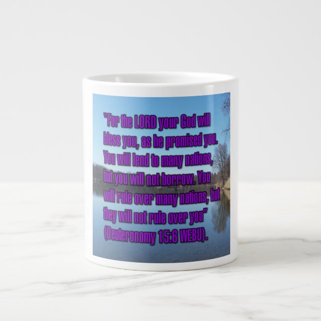 Deuteronomy 15:6 WEBU Mugg Jumbo Mugg (Framsidan)