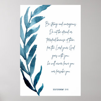 Deuteronomy 31:6, Bible Verse Print, Strong Poster