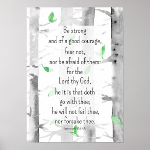 Deuteronomy 31:6 Scripture Bible Verse Träd Poster