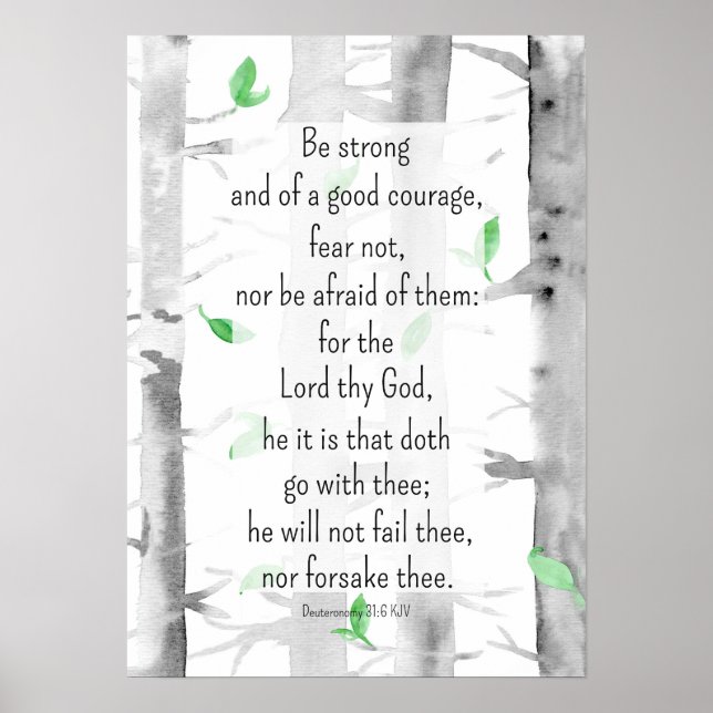 Deuteronomy 31:6 Scripture Bible Verse Träd Poster (Framsidan)