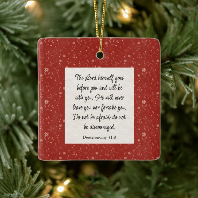 Deuteronomy 31:8 Bible Verse Image Julgransprydnad Keramik (Träd)
