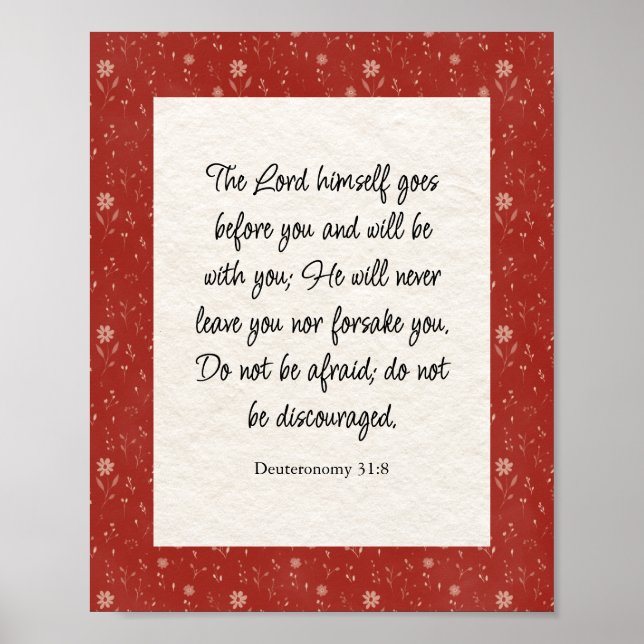 Deuteronomy 31:8 Bible Verse Image Poster (Framsidan)