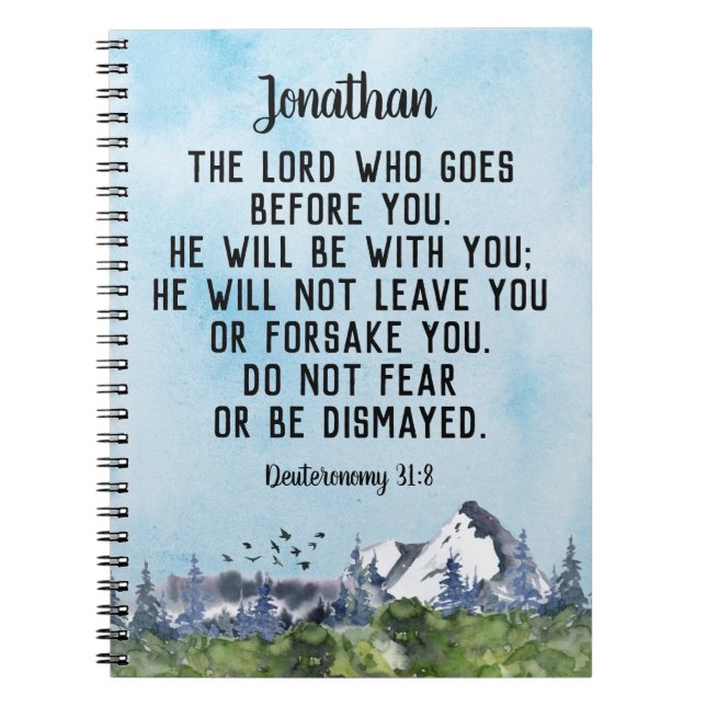 Deuteronomy 31 8 Bible Verse Watercolor Nature Anteckningsbok (Framsidan)