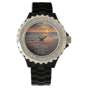 Deuteronomy 31:8 Kristet hav med solnedgång Armbandsur