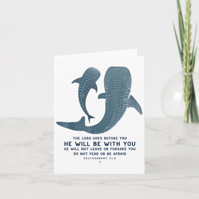 Deuteronomy 31_8 Whale Shark Christian Faith Pun O Kort (Framsida)