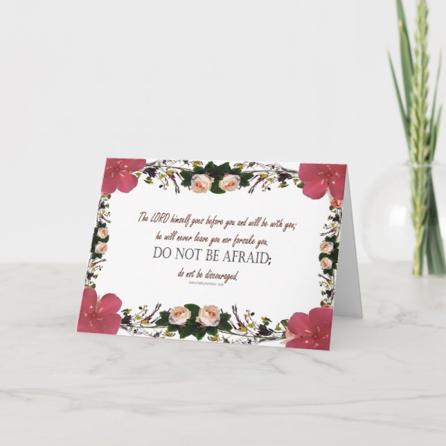 Deuteronomy 31 Blomster Postkort Var inte rädd Kort (Framsida)