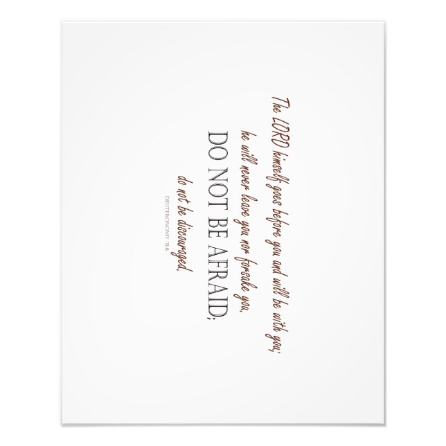 Deuteronomy 31 Do Not Be Afraid, Floral Borders Fototryck (Framsidan)