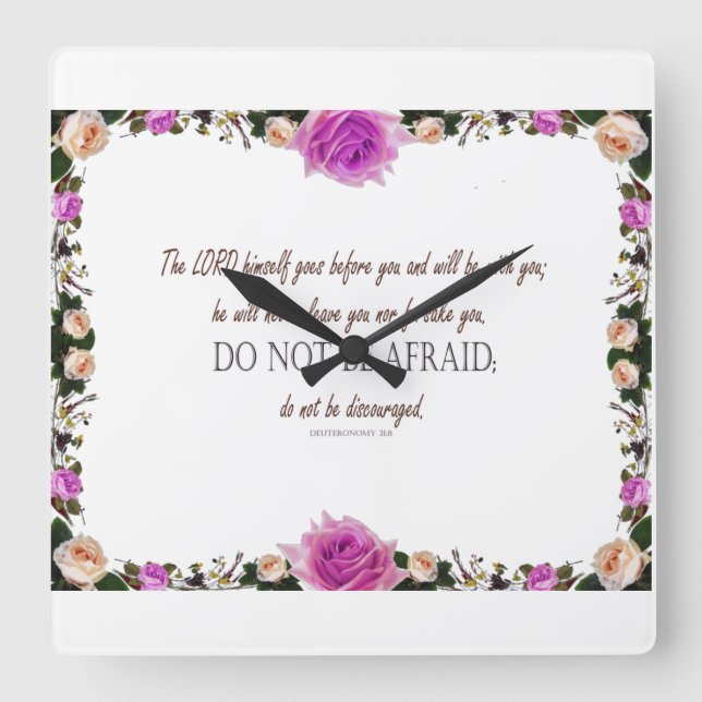 Deuteronomy 31, ska inte vara rädd. fyrkantig klocka (Framsida)