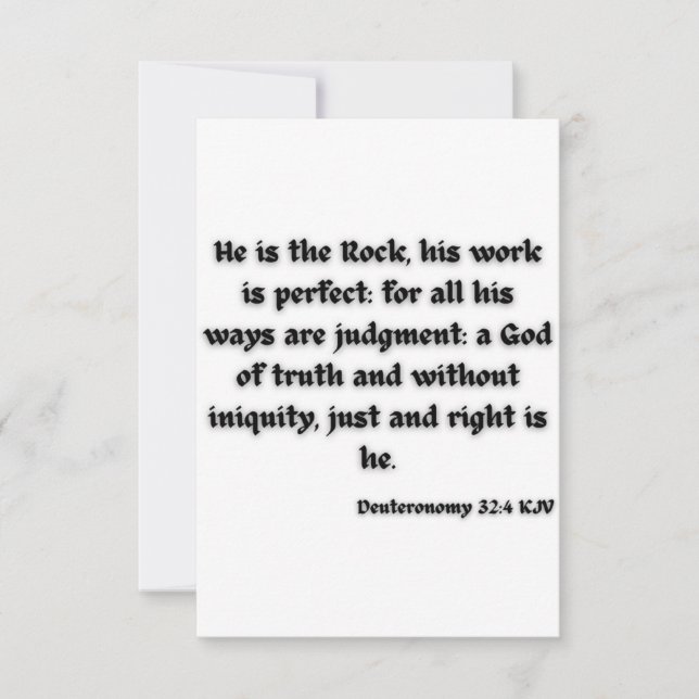 Deuteronomy 32:4 KJV Bible Scripture Hälsning Kort (Framsida)