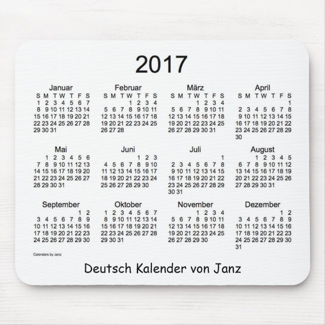 Deutsch 2017 Kalender Musmatta (Framsidan)