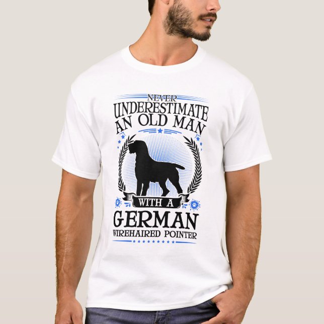 Deutsch Drahthaar Alter Mann German Wireh!Ordföran T Shirt (Framsida)