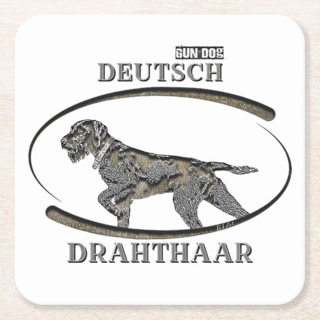 Deutsch Drahthaar , Best gun hund Underlägg Papper Kvadrat (Framsidan)