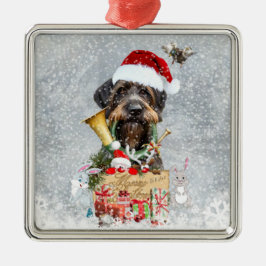 Deutsch Drahthaar, God jul! Julgransprydnad Metall