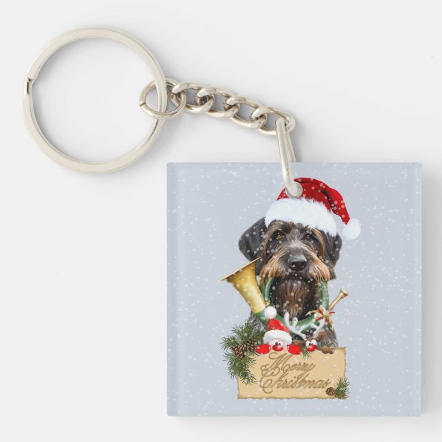 Deutsch Drahthaar, God jul! Nätknapp (Framsidan)