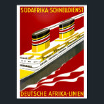 Deutsche Afrika Poster<br><div class="desc">Vintage Tysk artikel Deco-reseaffisch för sjölinjetrafik till södra Afrikan.</div>