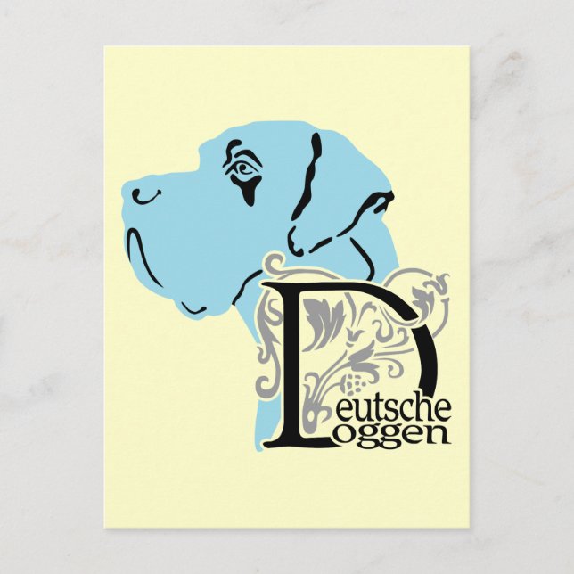 Deutsche Doggen Kopf D Text Vykort (Framsida)