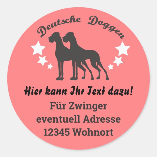 Deutsche Doggen Sticker German Runt Klistermärke (Framsida)