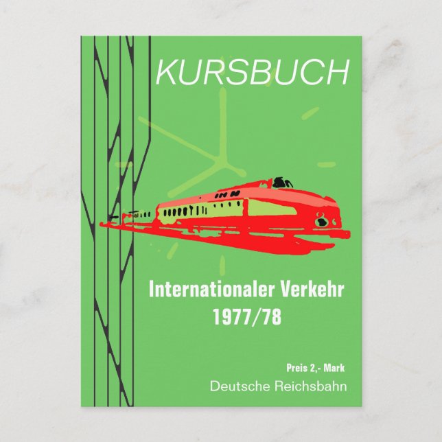 Deutsche Reichsbahn Kursbuchdesign Vykort (Framsida)
