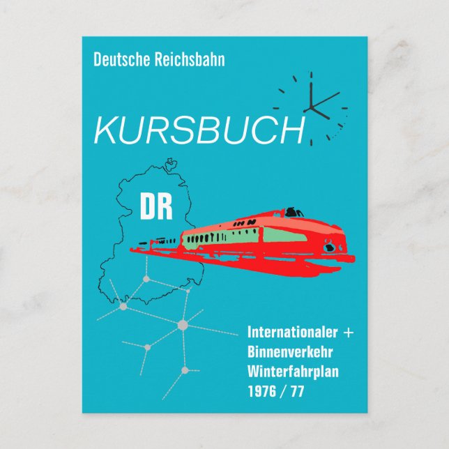 Deutsche Reichsbahn Kursbuchdesign Vykort (Framsida)