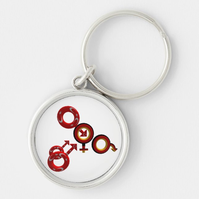 Deutscher Cuckold für Türkische Bulls Schlüsselanh Rund Silverfärgad Nyckelring (Framsidan)