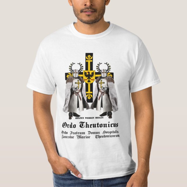 Deutscher Orden zwei Ritter mit Ordenswappen T Shirt (Framsida)