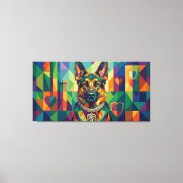 Deutscher Schäferhund Wappen Pop Art Portrait Canvastryck