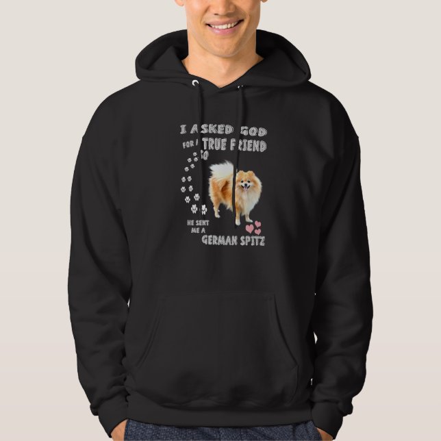 Deutscher Spitz Mamma Fluffy Hund Pappa Skriv ut u Hoodie (Framsida)