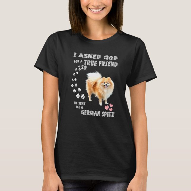 Deutscher Spitz Mamma Fluffy Hund Pappa Skriv ut u T Shirt (Framsida)