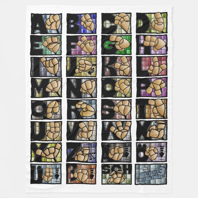 Deutsches Fingeralphabet 3 (2025) Fleecefilt (Framsidan)