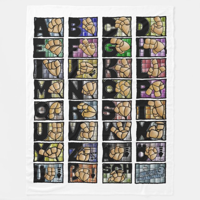 Deutsches Fingeralphabet 3 (2025) Fleecefilt (Framsidan)