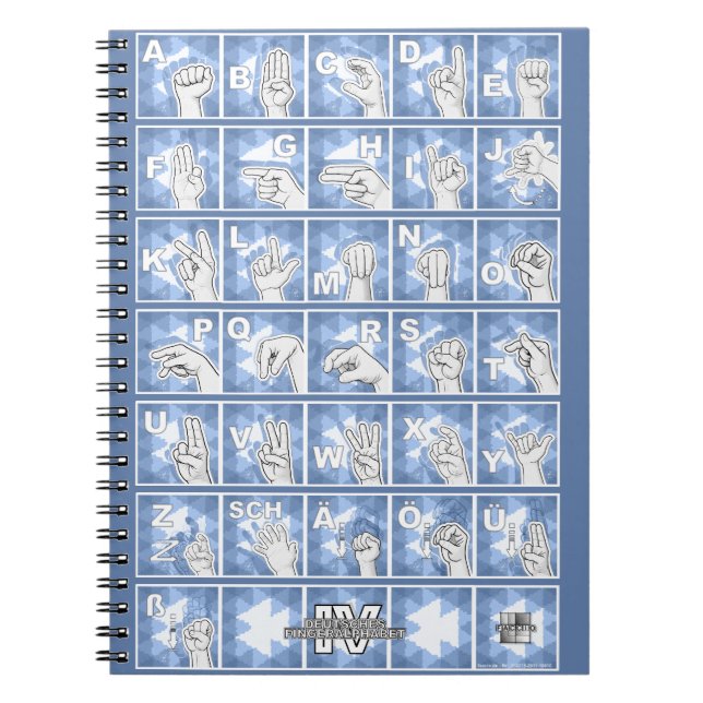 Deutsches Fingeralphabet 4 - blau / Anteckningsbok (Framsidan)