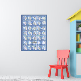 Deutsches Fingeralphabet 4 - blau / Poster
