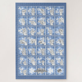 Deutsches Fingeralphabet 4 - blau / Pussel