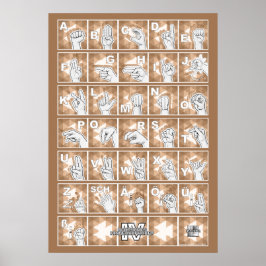 Deutsches Fingeralphabet 4 - braun / Poster