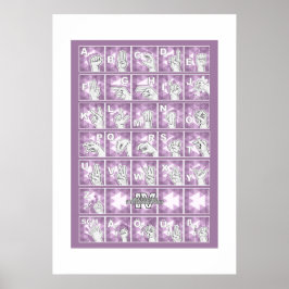 Deutsches Fingeralphabet 4 - lavendelgrau / Poster