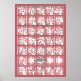 Deutsches Fingeralphabet 4 - rot / Poster