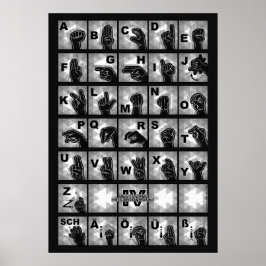 Deutsches Fingeralphabet 4 - schwarz / Poster